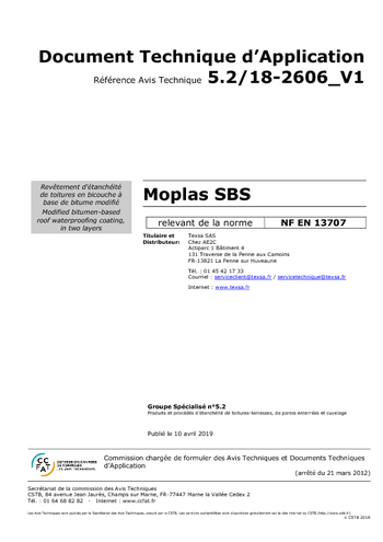 Avis Technique MOPLAS SBS